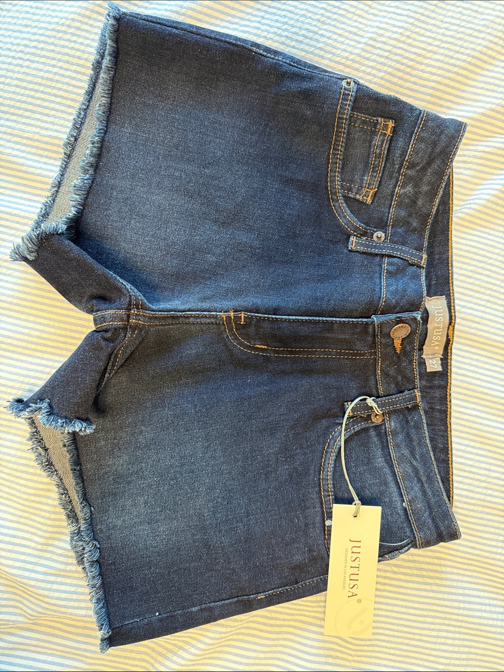 Just USA Dark Blue Denim Cutoff Jean Shorts